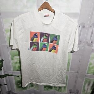 Hanes Heavyweight Single Stitch Parrots Art Design T Shirt Mens Large‎
